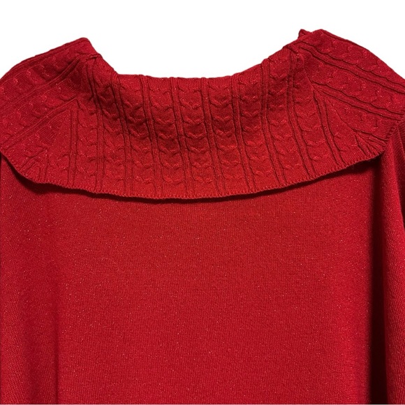 Laura Scott Red Shimmer Cowl Neck Knit Sweater Size 3XL - Picture 5 of 13
